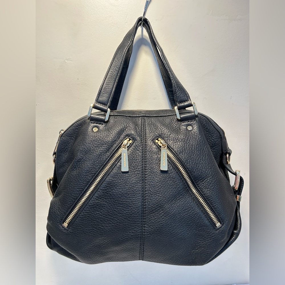 Michael Kors Navy Pebbled Leather Shoulder Bag with Gold Hardware